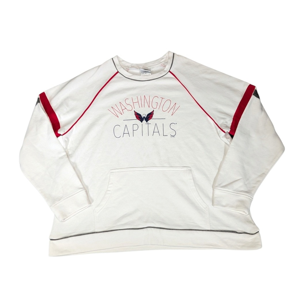 NHL Washington Capitals Mens XL White Pullover Sweatshirt Hockey Fan Gear
